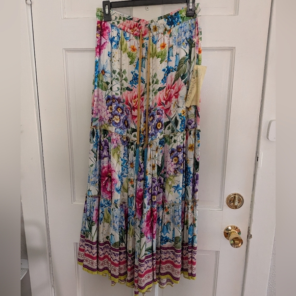 Aratta Ibiza Floral Boho Wide-Leg Pants Elastic Waist Romantic Cottagecore Small - Picture 3 of 6